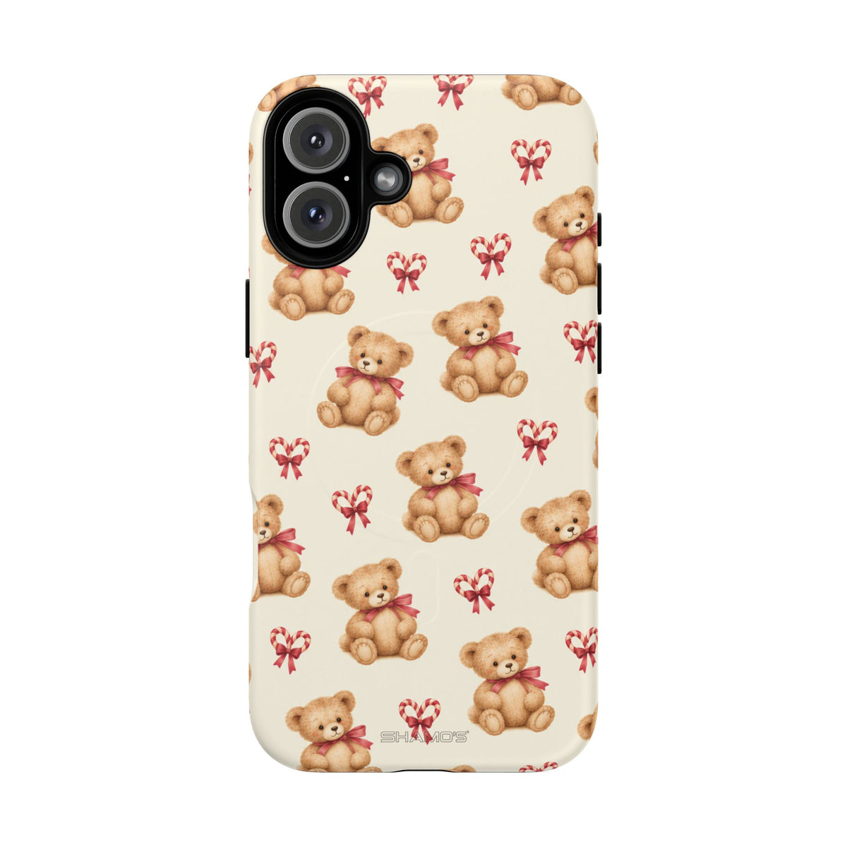 Coque iPhone Ourson des fêtes et sucres d’orge en forme de cœur avec MagSafe