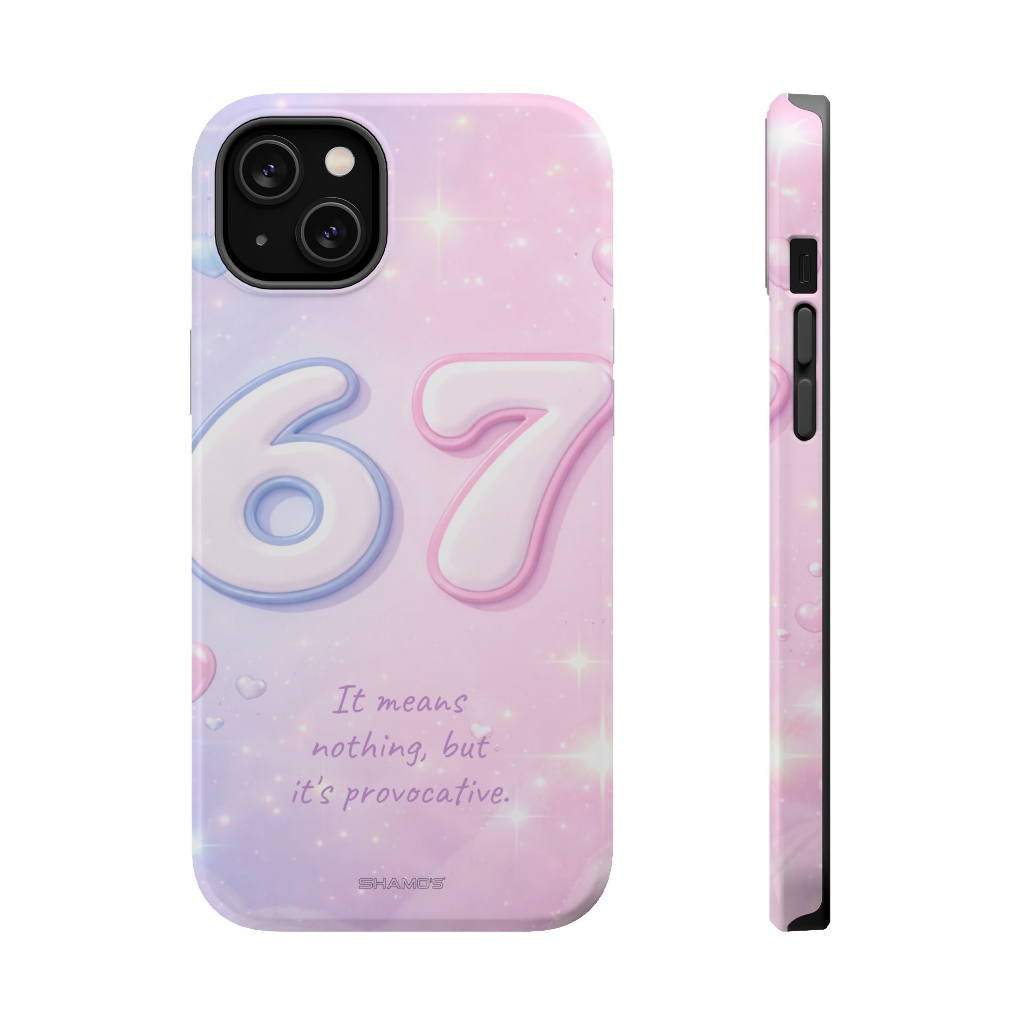 6 7 Viral TikTok Trend Pastel Aesthetic Magnetic Impact-Resistant iPhone Case, Personalizable Text and MagSafe Compatible - iPhone 14 Plus / Glossy - Shamo's