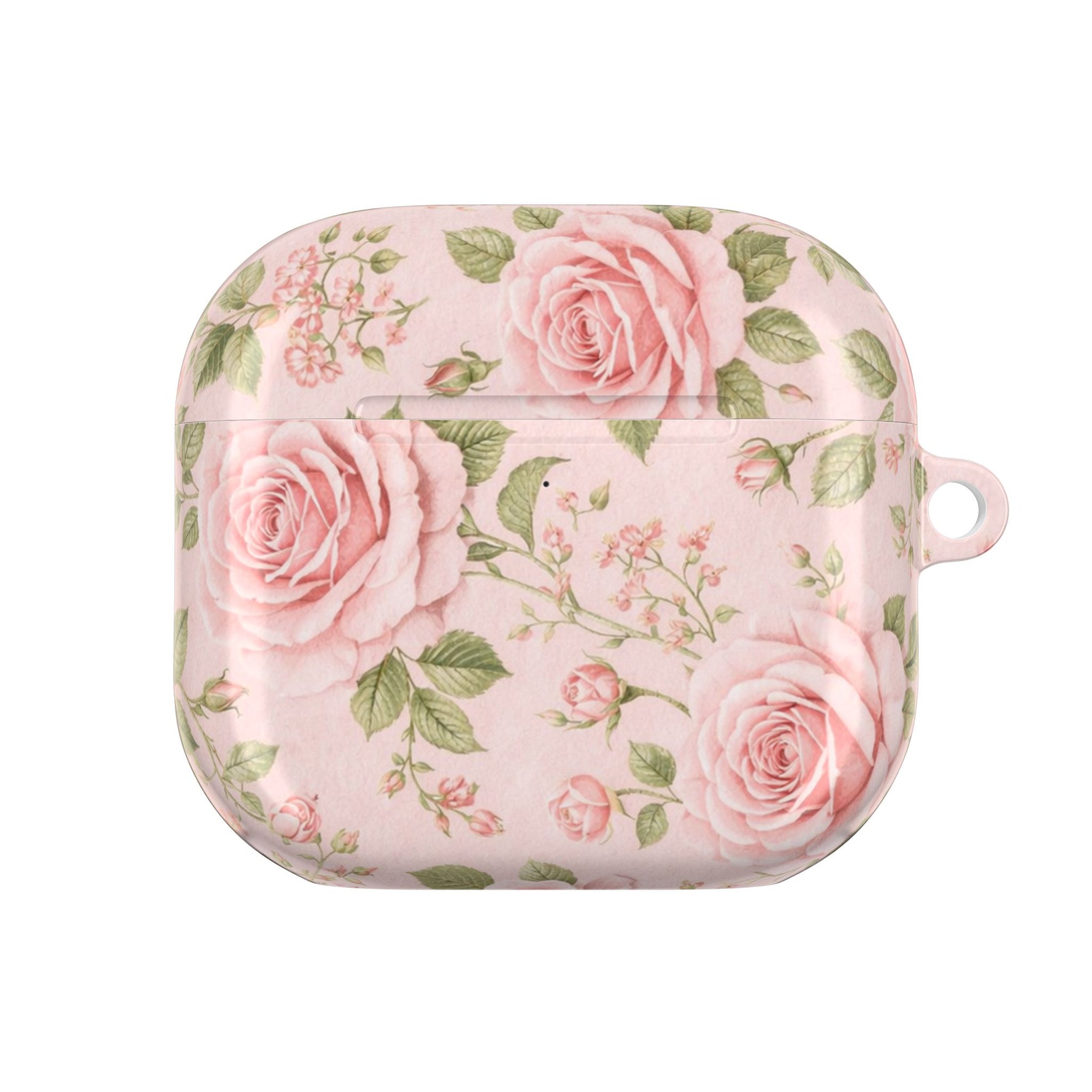 Floral Rose AirPod Case, Pink Vintage Rosebud Protective Cover - AirPods Pro Gen 1 / White / Glossy - Shamo's