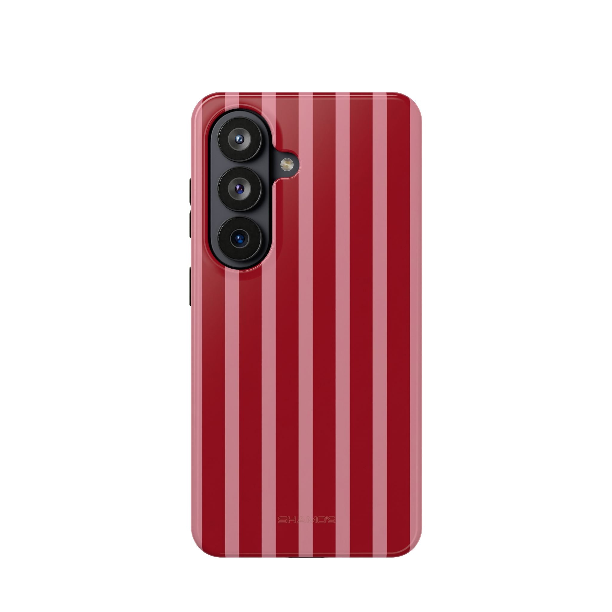 Red Burgundy Stripes Magnetic Impact-Resistant Phone Case | MagSafe Compatible - Samsung Galaxy S26 / Glossy - Shamo's