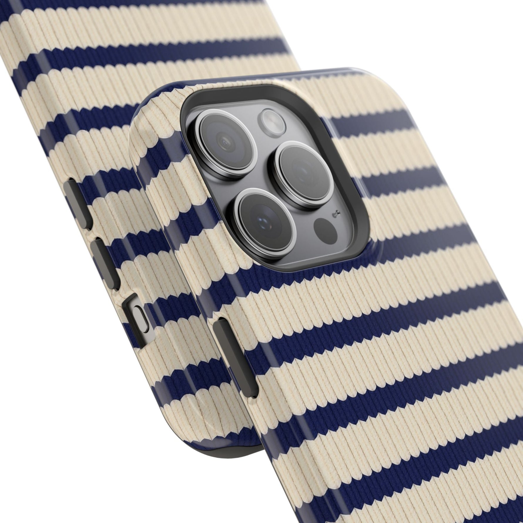 Navy & Cream Ribbed Holiday Sweater Design iPhone Case with MagSafe compatibility  Shamo's