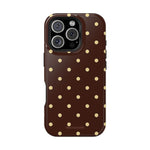 Polka Dot iPhone Case — Brown & Cream MagSafe Protective Cover