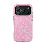 Pink Bow Pattern Impact-Resistant iPhone Case | MagSafe