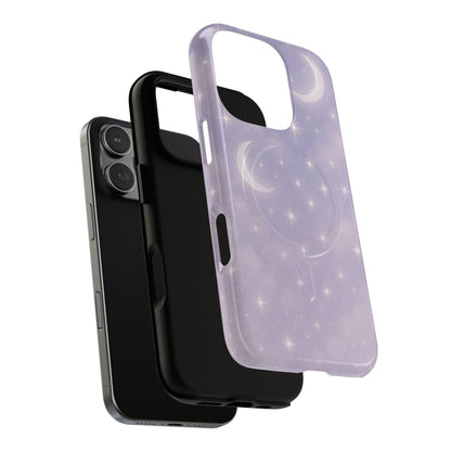 Celestial Lavender iPhone Case — Moon & Stars MagSafe Compatible
