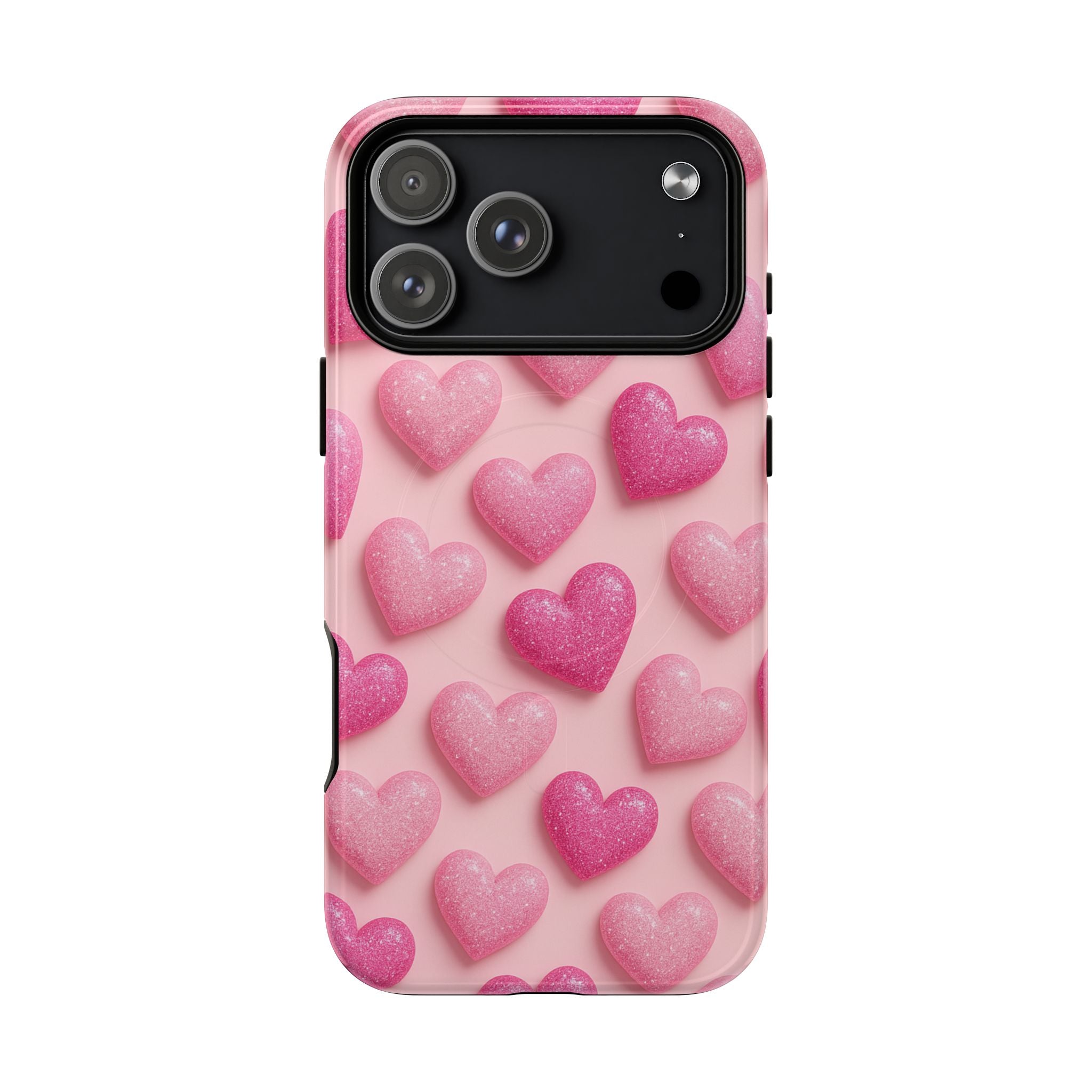 Barbiecore Glitter Hearts iPhone Case | MagSafe - Shamo's