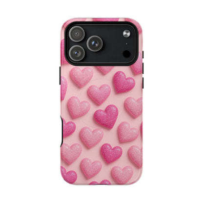 Barbiecore Glitter Hearts iPhone Case | MagSafe
