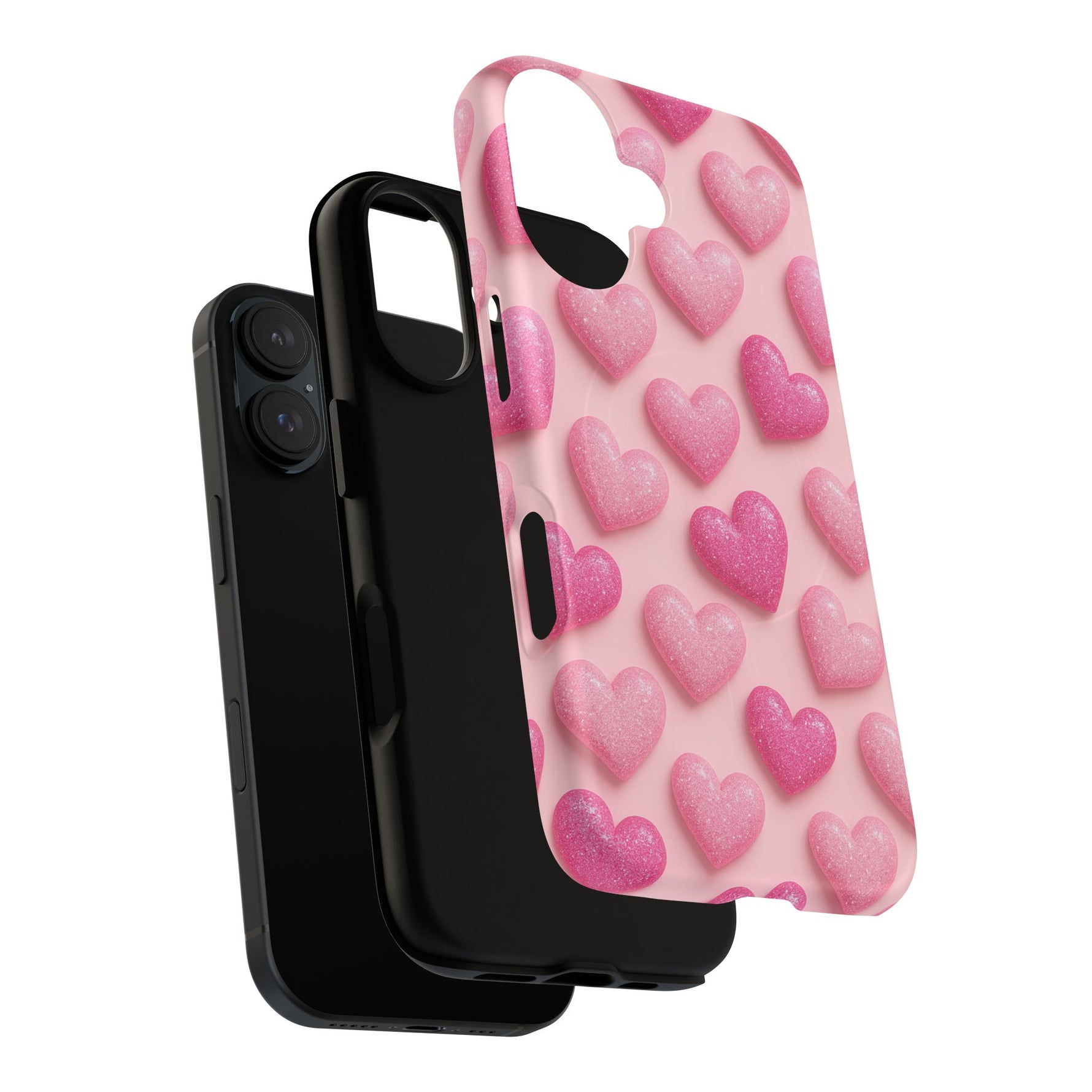 Barbiecore Glitter Hearts iPhone Case | MagSafe - Shamo's