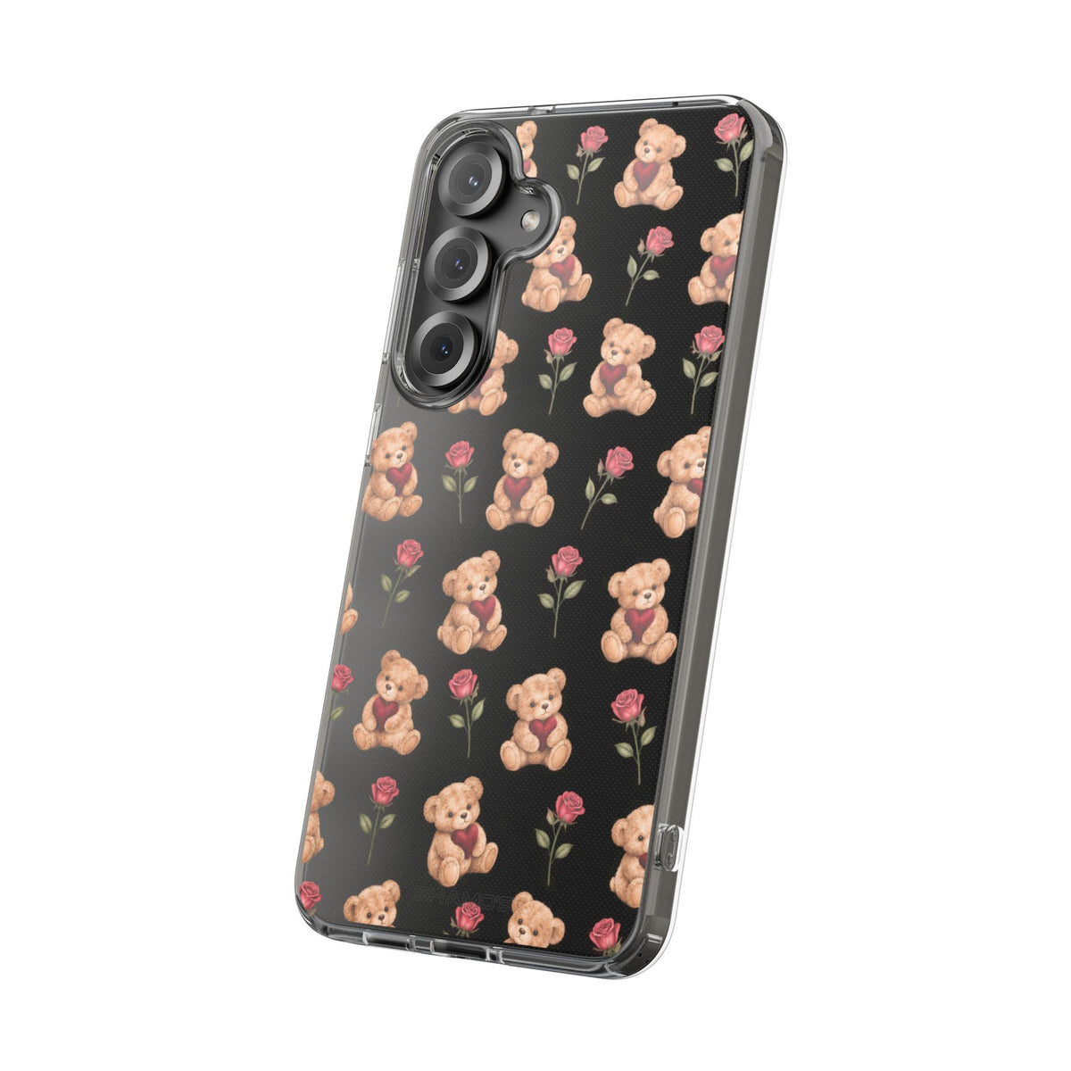 Romantic Teddy Bear Impact-Resistant Phone Case with Heart Design