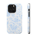 Preppy Look Blue Floral Impact-Resistant Phone Case and MagSafe Compatible