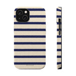 Navy & Cream Ribbed Holiday Sweater Design iPhone Case with MagSafe compatibility