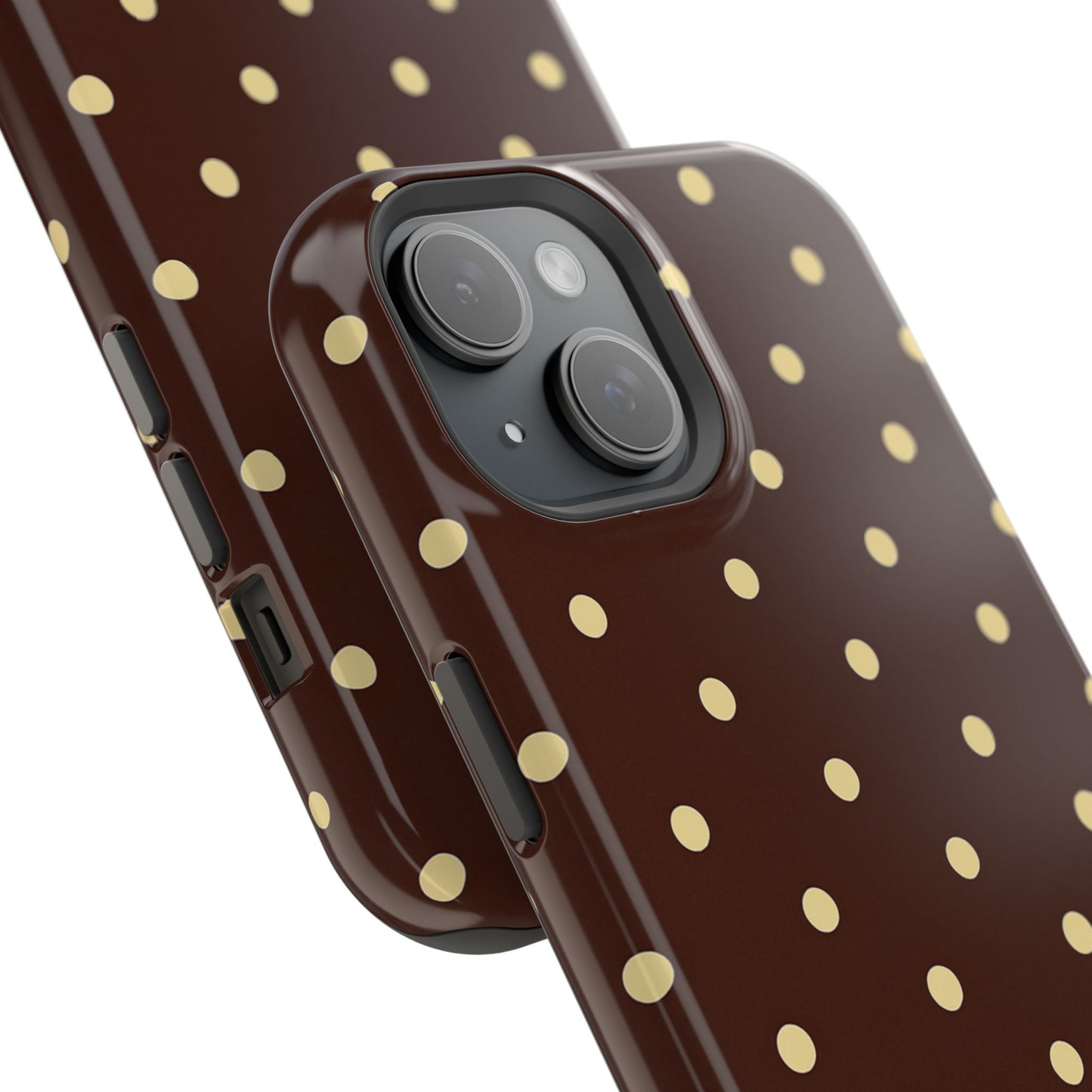 Polka Dot iPhone Case — Brown & Cream Protective Cover with MagSafe compatibility