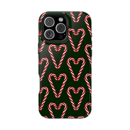 Candy Cane Heart MagSafe Impact-Resistant iPhone Case