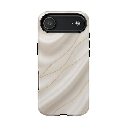 White Silk Gold Luxury iPhone Case with MagSafe - Shamo's