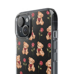 Romantic Teddy Bear Impact-Resistant Phone Case with Heart Design