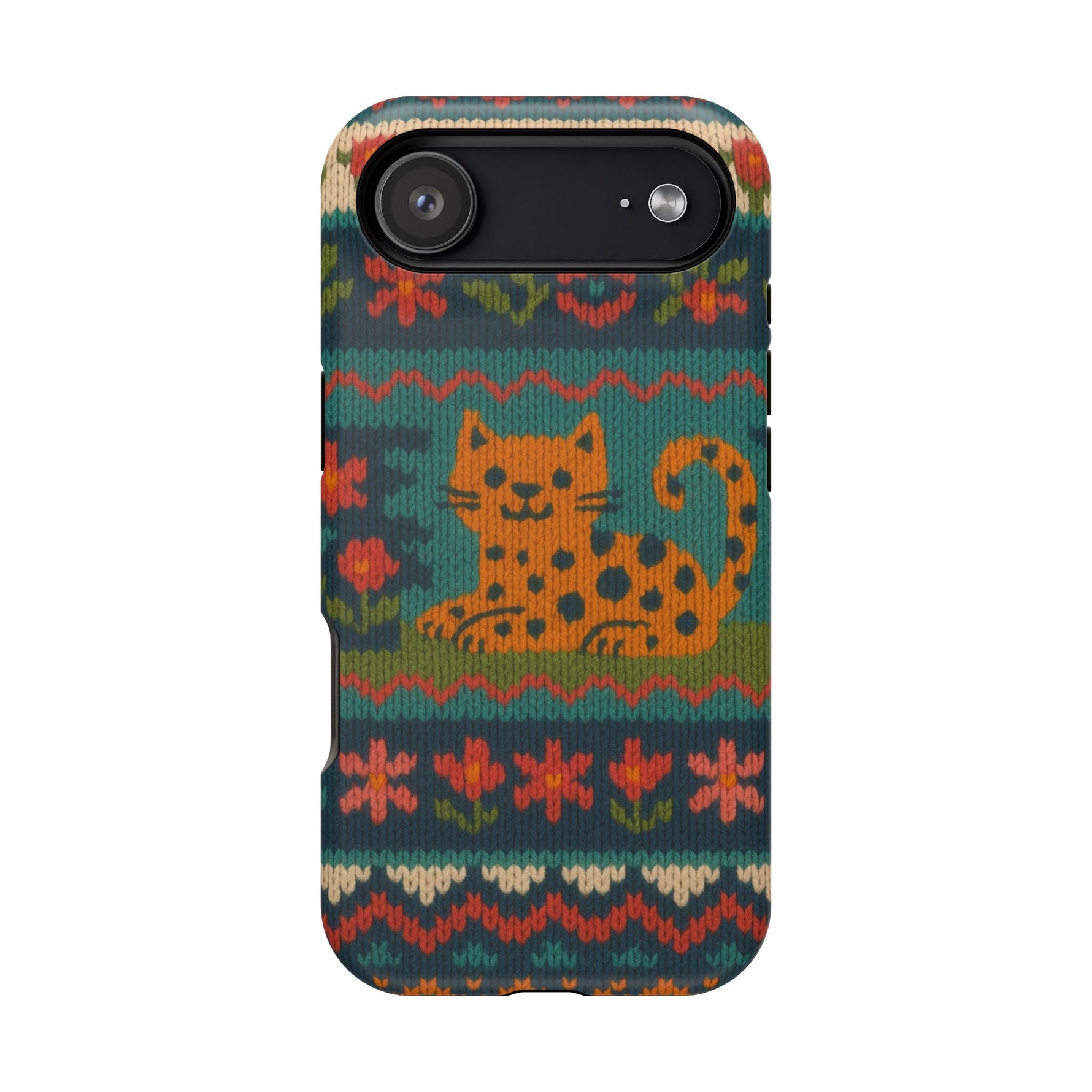 Cozy Knit Leopard Pattern Sweater Holiday Theme iPhone Case with MagSafe compatibility  Shamo's iPhone 17 Air / Matte