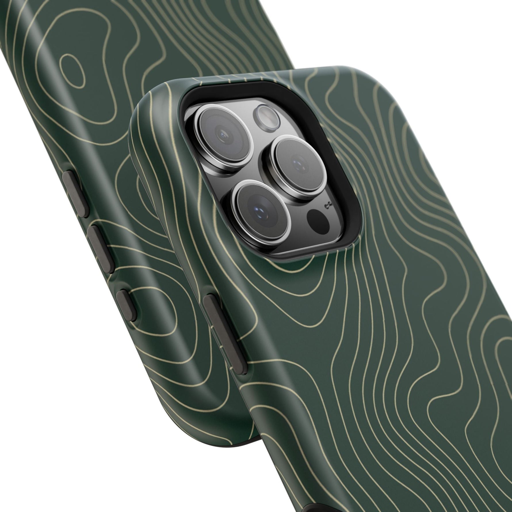 Topographic Green Magnetic Impact-Resistant iPhone Case | MagSafe compatible  Shamo's