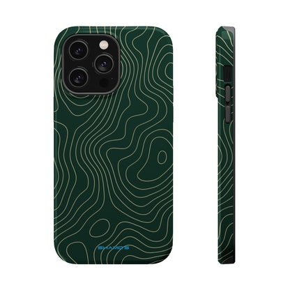 Topographic Green Magnetic Impact-Resistant iPhone Case | MagSafe compatible  Shamo's iPhone 14 Pro Max / Glossy