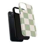 Sage Checkerboard Tough iPhone Case - Compatible with MagSafe - Shamo's