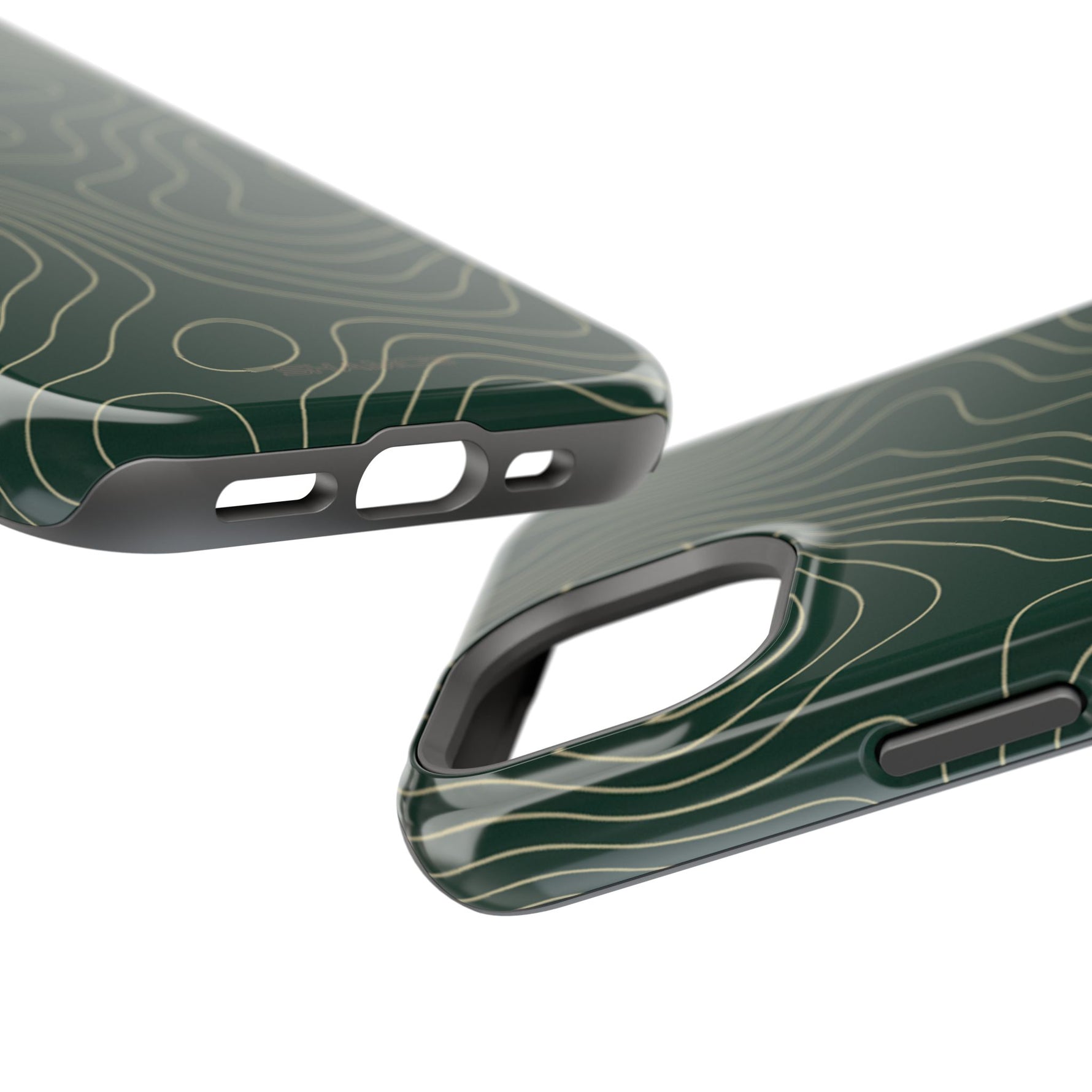 Topographic Green Magnetic Impact-Resistant iPhone Case | MagSafe compatible