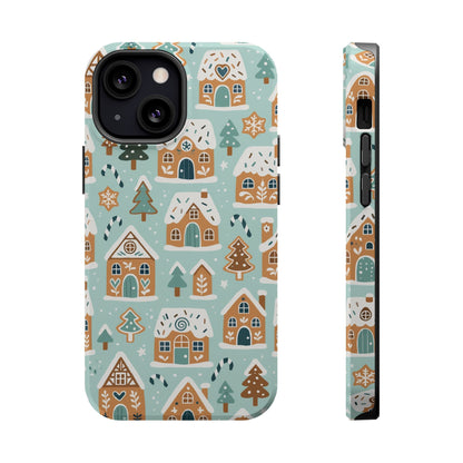 Winter Gingerbread Village Holiday Theme iPhone Case with MagSafe compatibility  Shamo's iPhone 13 Mini / Glossy