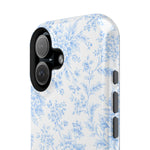 Preppy Look Blue Floral Impact-Resistant Phone Case and MagSafe Compatible
