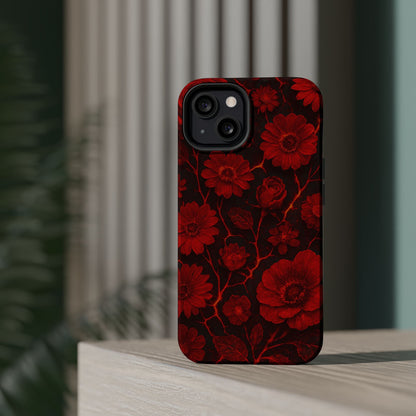 Melted Lava Dark Red Floral iPhone Case — MagSafe Compatible  Shamo's