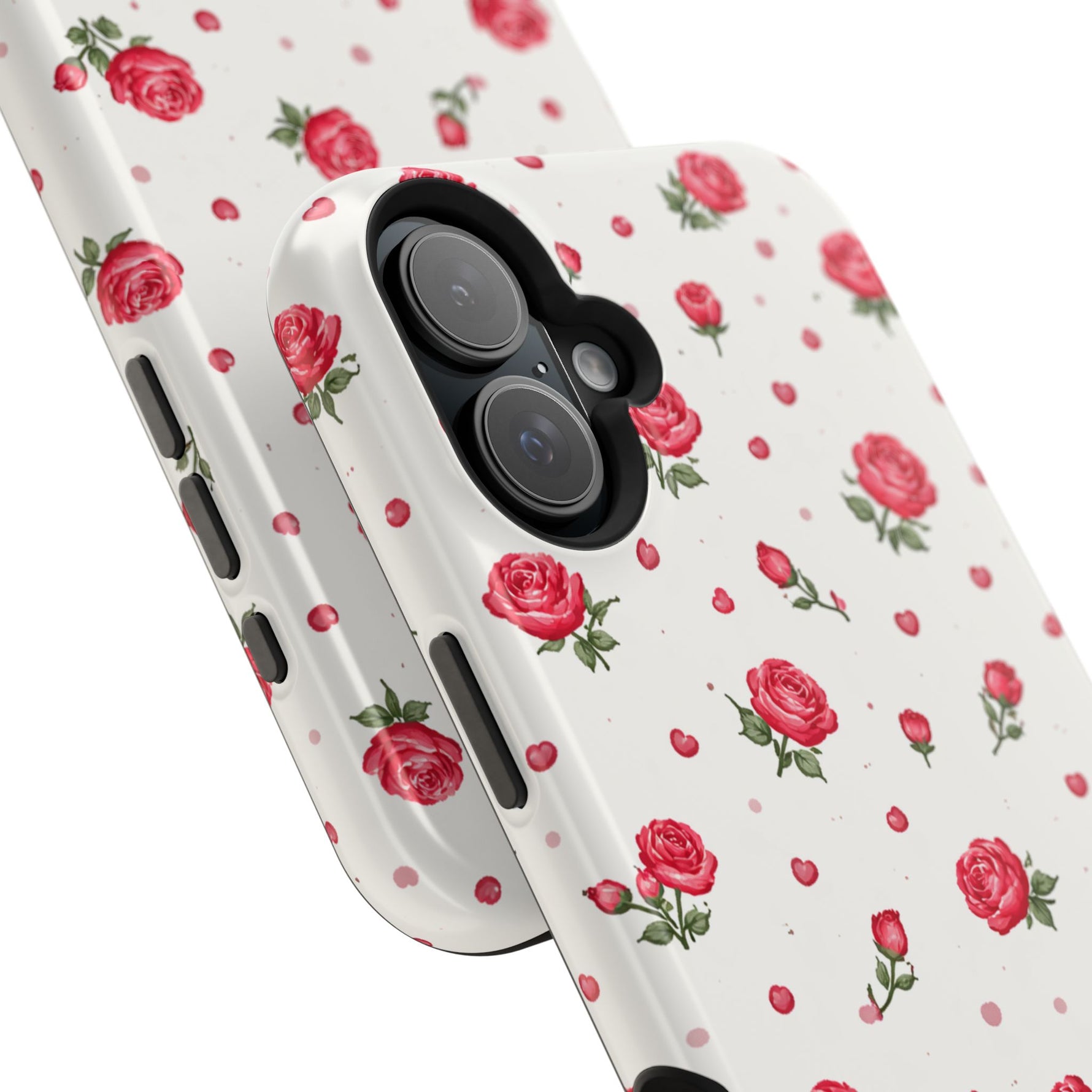 Rose Pattern Impact-Resistant iPhone Case | MagSafe