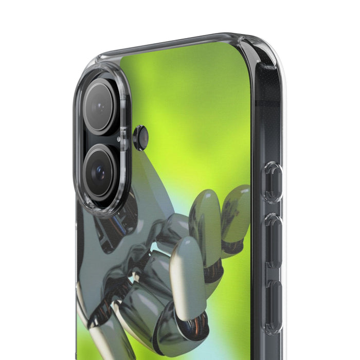 Clear Cases for iPhone 14 Series with Robotic hand and Butterfly.