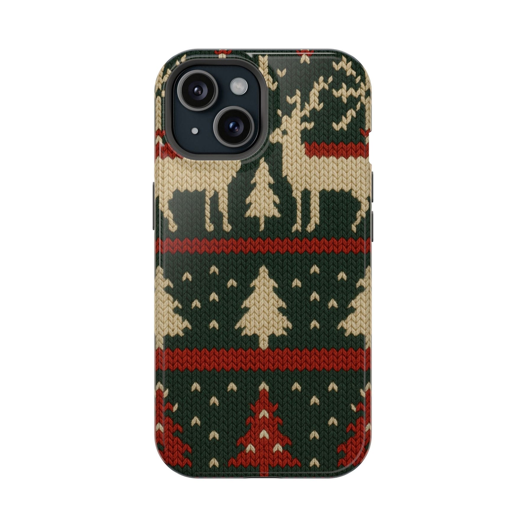 Holiday Reindeer Knit iPhone Case | compatible with MagSafe  Shamo's iPhone 15 / Glossy