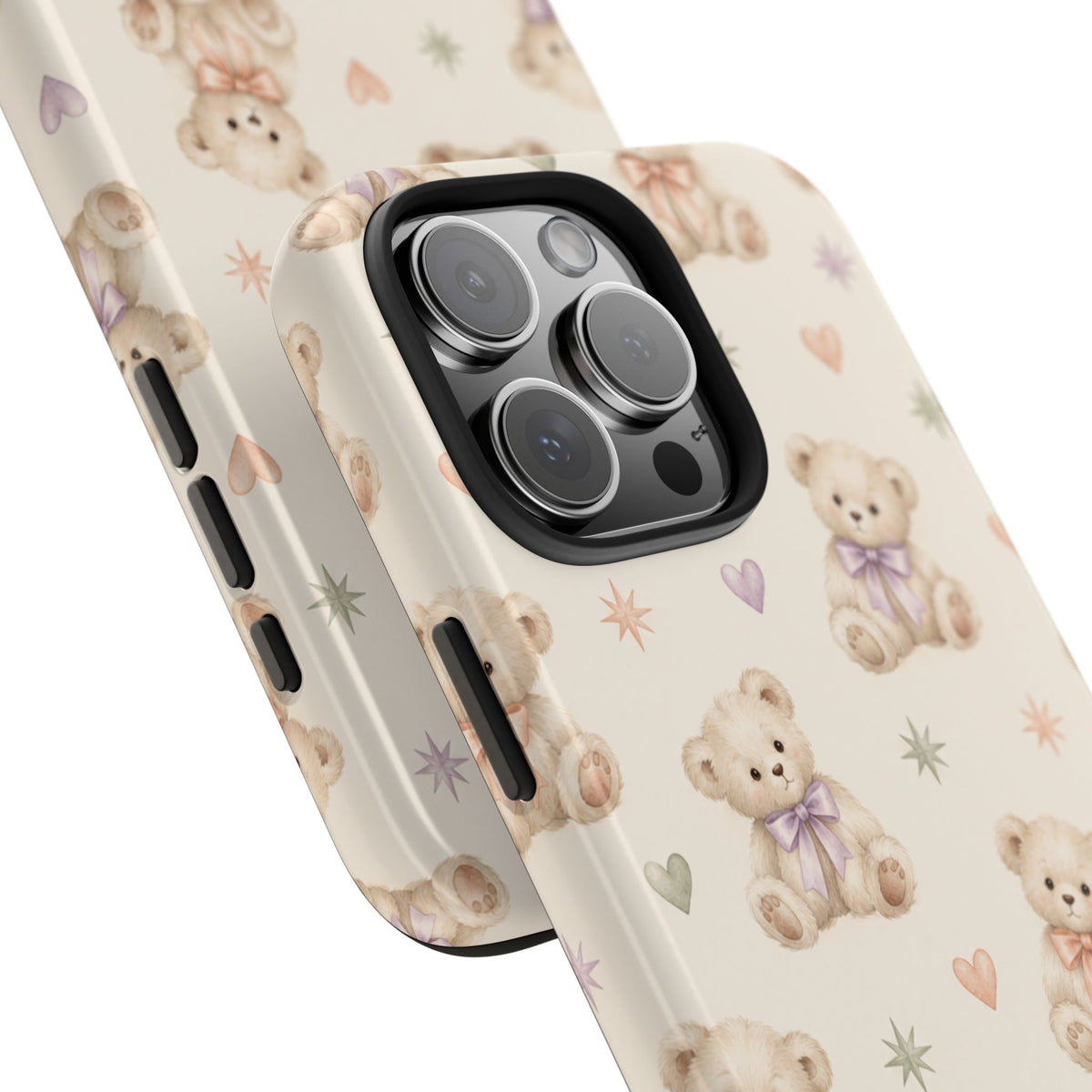 Cute Pastel Bear Impact Phone Case | Heart & Star Kawaii Pattern