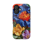Electric Paradise MagSafe Phone Case – Cobalt Floral & Coral Waves | Glossy