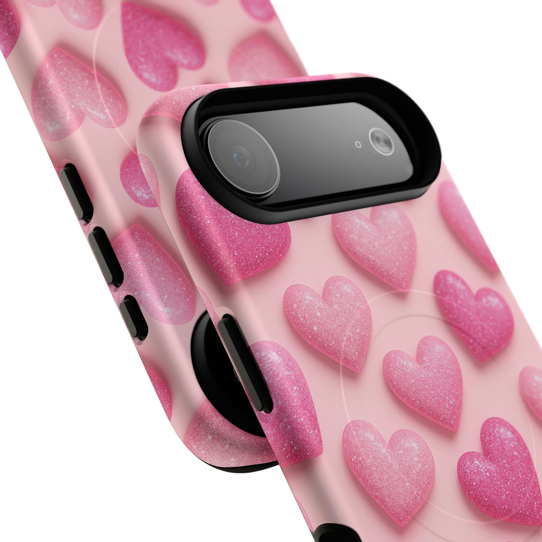 Barbiecore Glitter Hearts iPhone Case | MagSafe - Shamo's