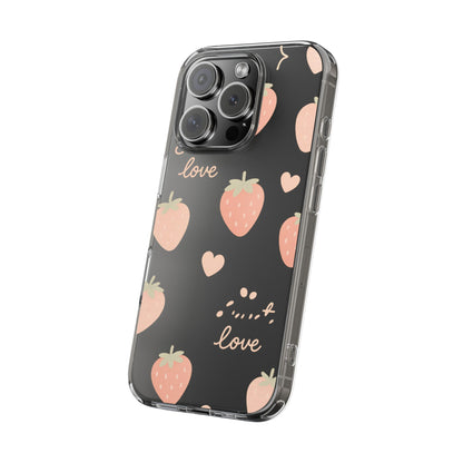 Sweet Love Strawberry Clear iPhone Case | MagSafe