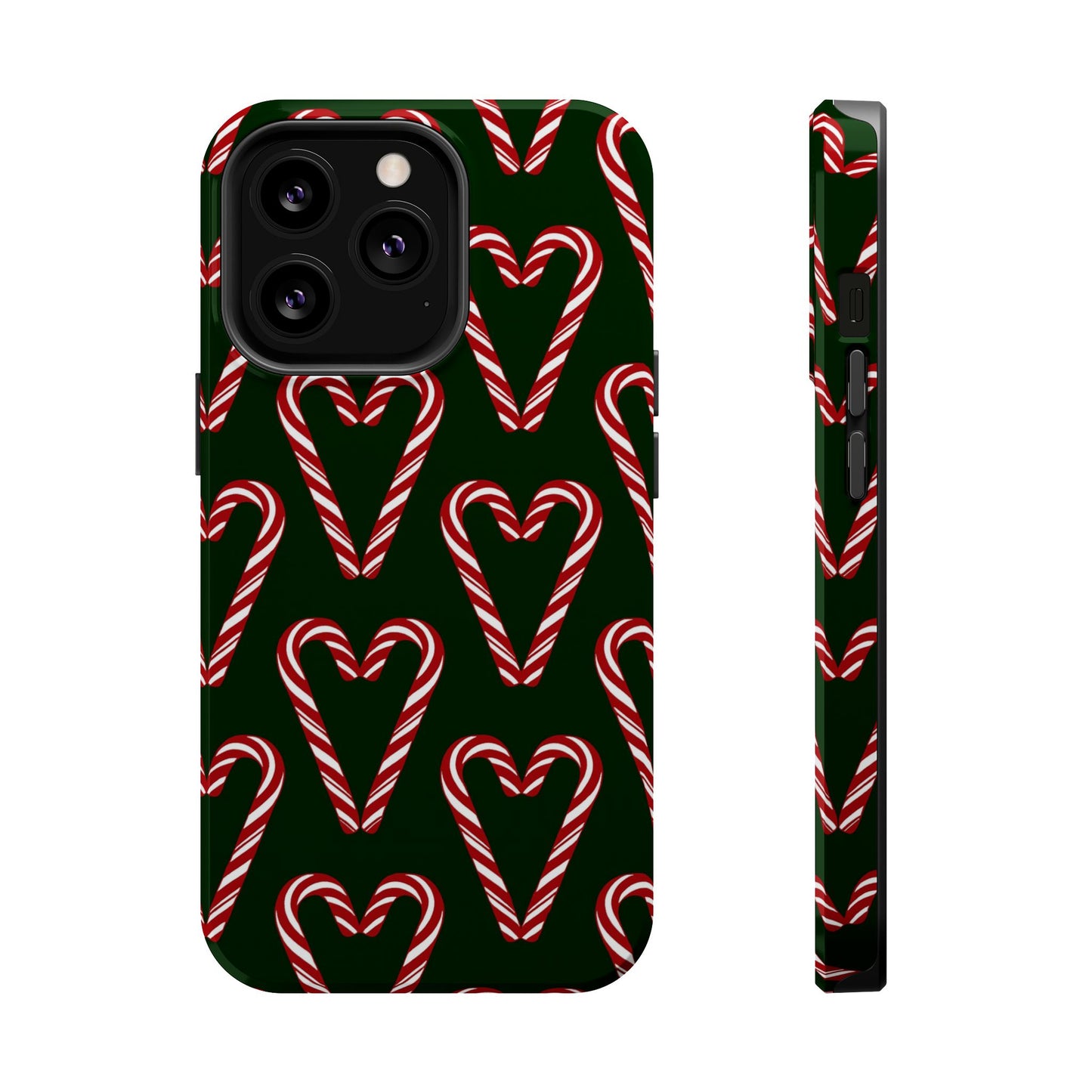 Candy Cane Heart MagSafe Impact-Resistant iPhone Case