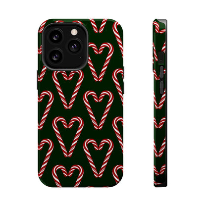 Candy Cane Heart MagSafe Impact-Resistant iPhone Case