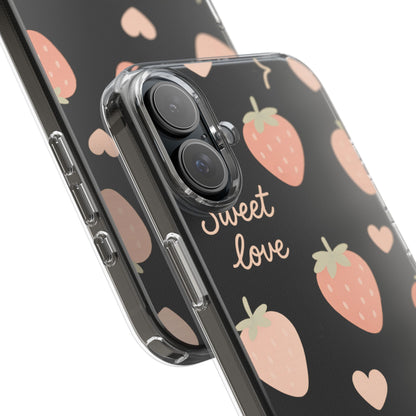Sweet Love Strawberry Clear iPhone Case | MagSafe