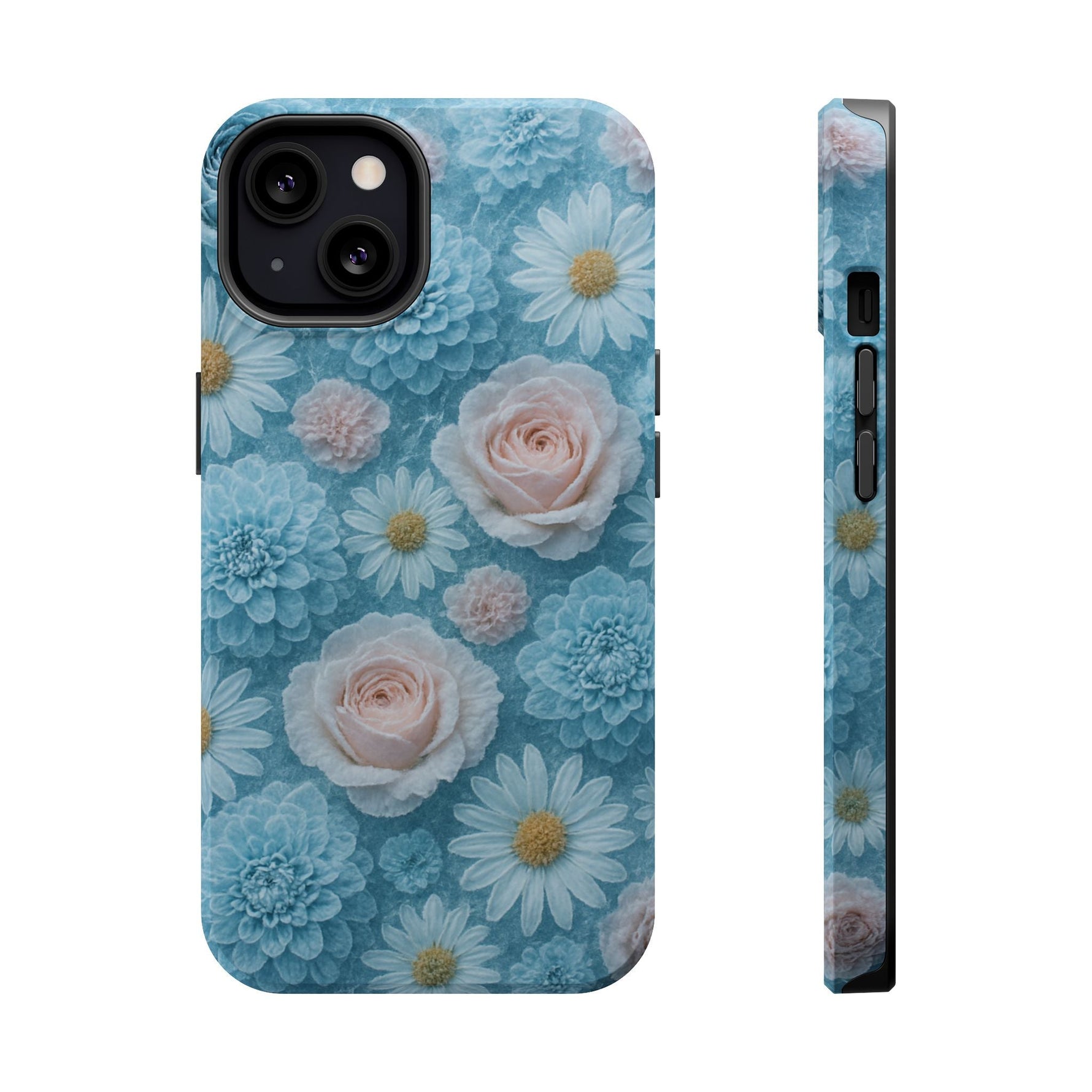 Frozen Floral Rose & Daisy Impact iPhone Case | MagSafe compatible  Shamo's iPhone 13 / Glossy