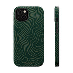 Topographic Green Magnetic Impact-Resistant iPhone Case | MagSafe compatible