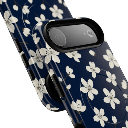 Navy Blossom Floral iPhone Case | MagSafe