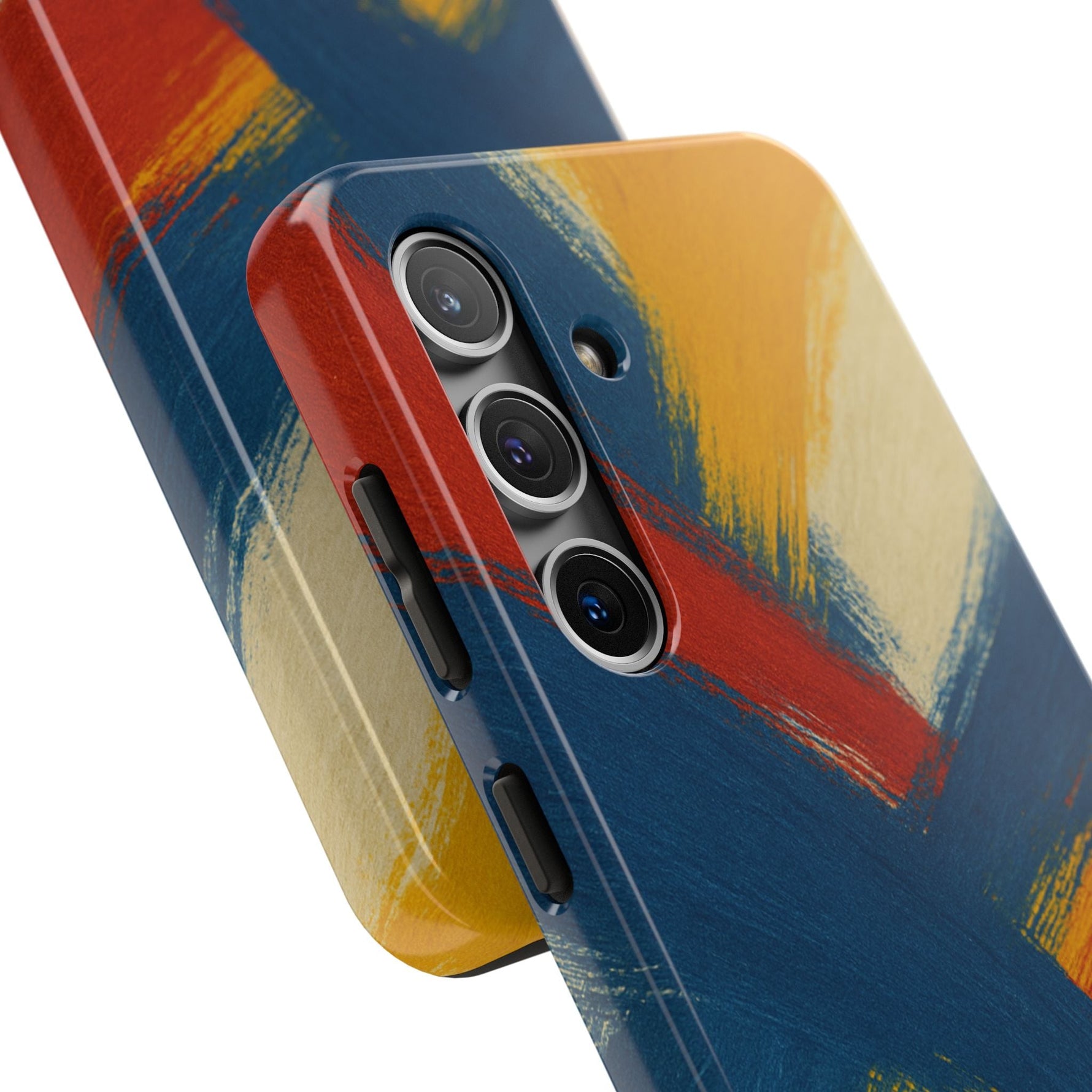 Abstract Brushstroke Tough Phone Case — Colorful Red, Blue & Yellow Protective Cover  Shamo's