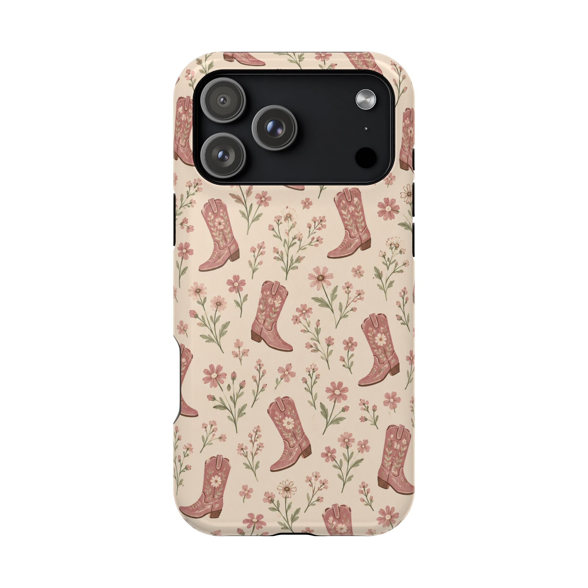 Floral Boots MagSafe Phone Case, glossy iPhone 17 Pro Max, rear view