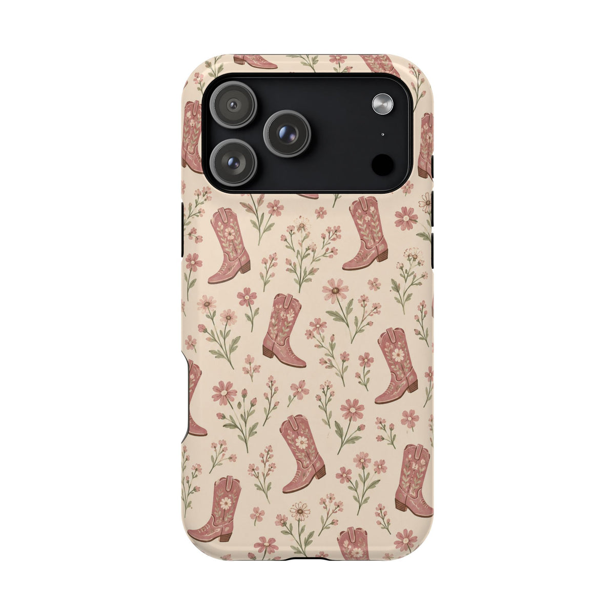 Floral Boots MagSafe Phone Case, glossy iPhone 17 Pro Max, rear view
