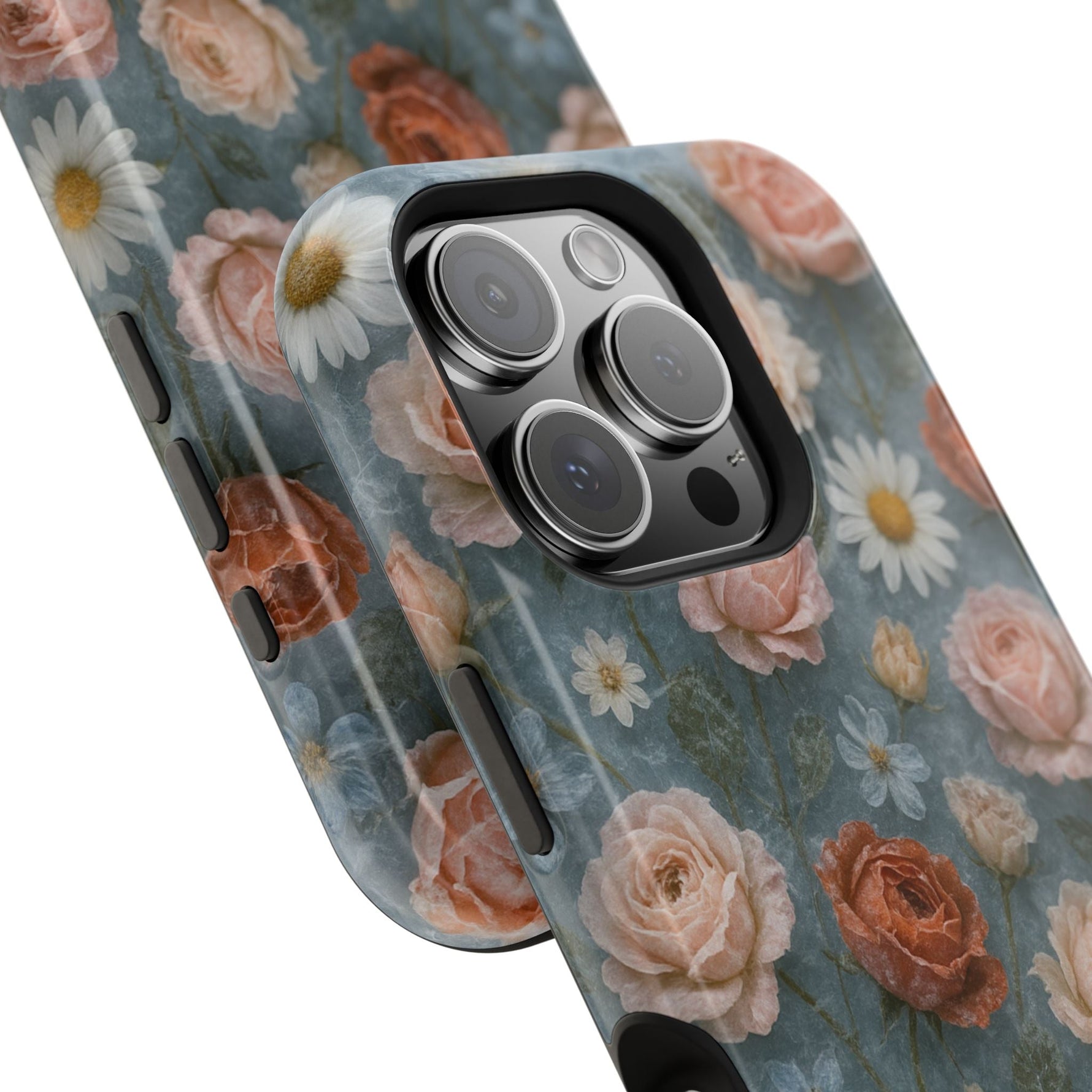 Frozen Floral Vintage Roses & Daisies iPhone Case with MagSafe compatibility  Shamo's