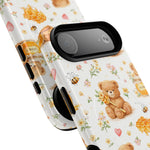 Honey Teddy Bear iPhone Case — Yellow Bee & Honey Pot Design with MagSafe