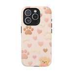 Pet Paw Pattern Phone Case — Pink Puppy Hearts & Bones with MagSafe - Shamo's