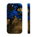Blue Swirl & Burl Wood Impact iPhone Case | MagSafe compatible  Shamo's iPhone 14 / Glossy