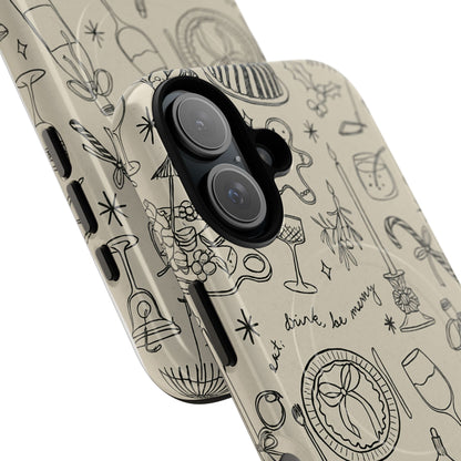 Festive Doodle iPhone Case (’drink, be merry’ Holiday Design) | compatible with MagSafe