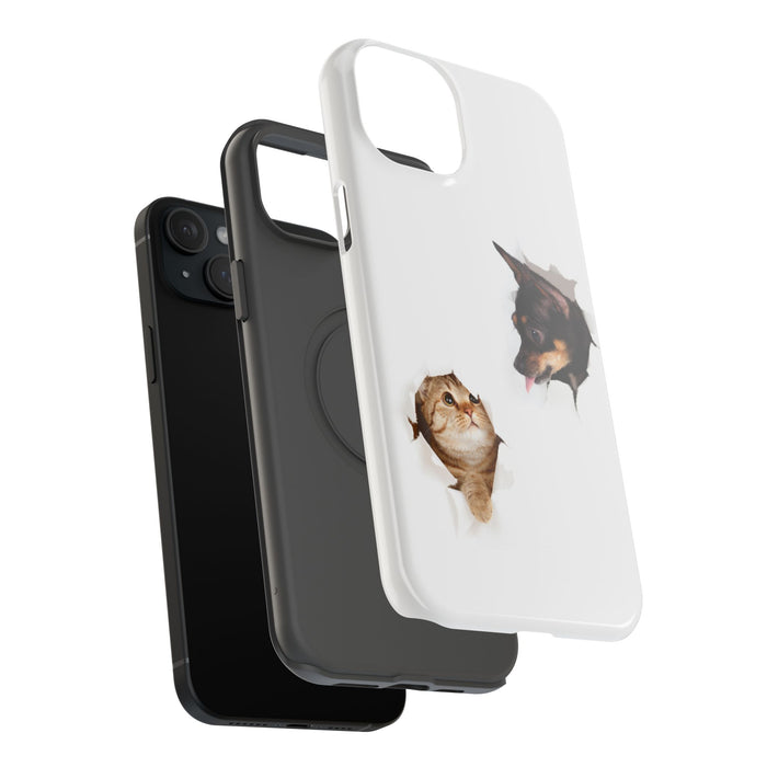 Impact-Resistant Cases with a cat and a dog