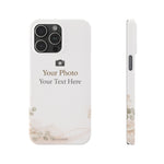 Personalized Slim Phone Case, Custom Photo & Text Minimal Floral Design - iPhone 15 Pro Max - Shamo's
