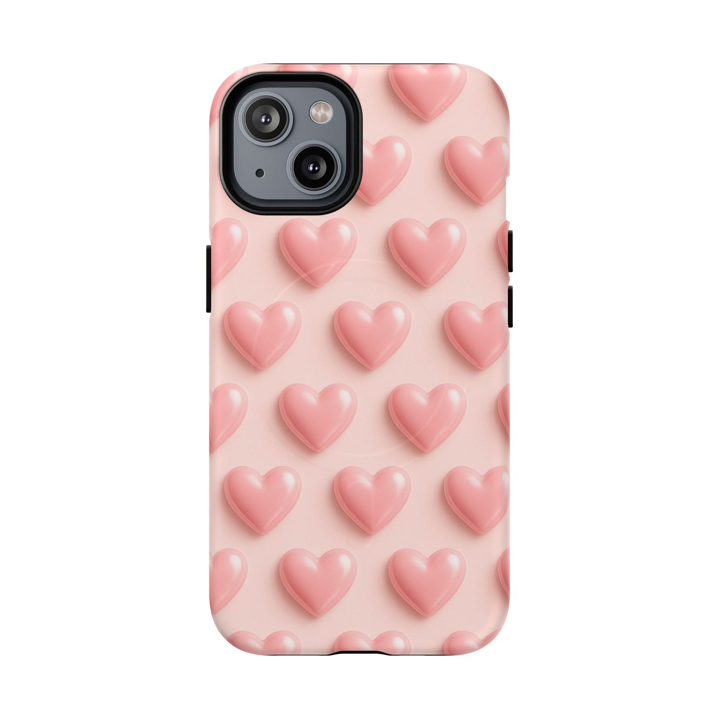 Baby Pink Pearl Hearts 3D iPhone Case | MagSafe